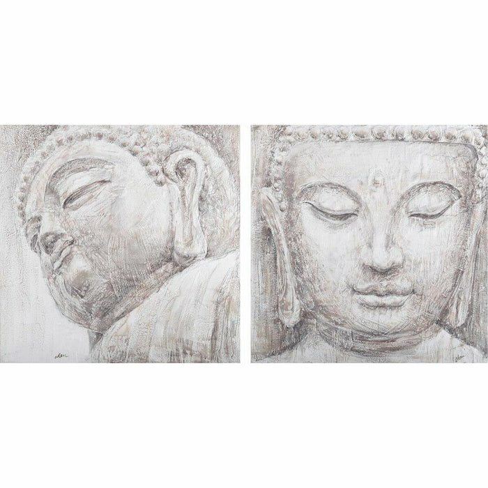 Tablou DKD Home Decor Buda Oriental 80 x 3,5 x 80 cm (2 Unități)