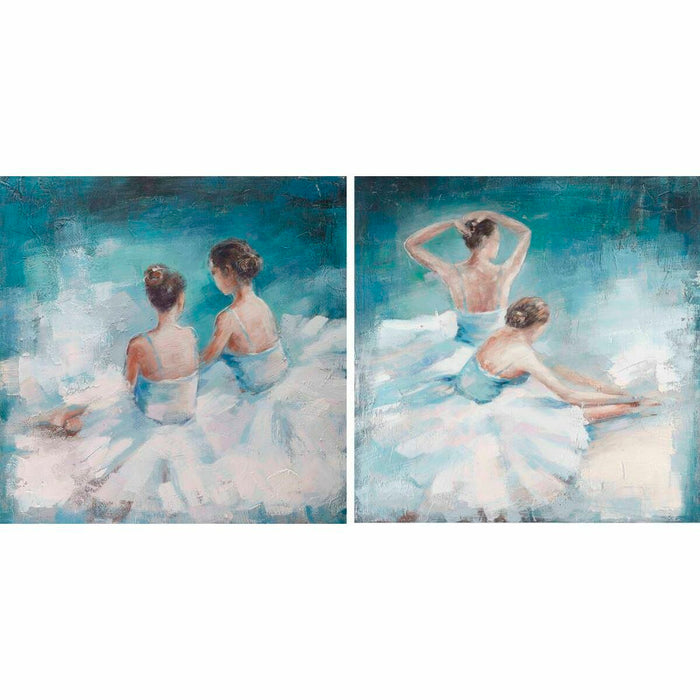 Tablou DKD Home Decor 100 x 3,5 x 100 cm Balerină Romantic (2 Unități)