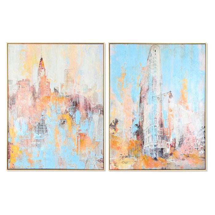 Tablou DKD Home Decor 60 x 3,5 x 80 cm Oraș 60 x 3 x 80 cm Loft (2 Unități)