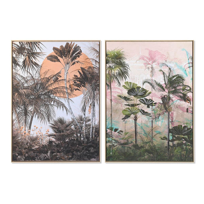 Tablou DKD Home Decor 103 x 4,5 x 143 cm 104 x 4,5 x 143,5 cm Palmieri Tropical (2 Unități)