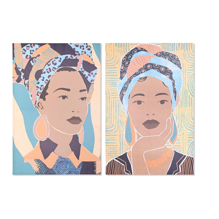 Tablou DKD Home Decor 83 x 4,5 x 123 cm Colonial 80 x 3 x 120 cm Africană (2 Unități)