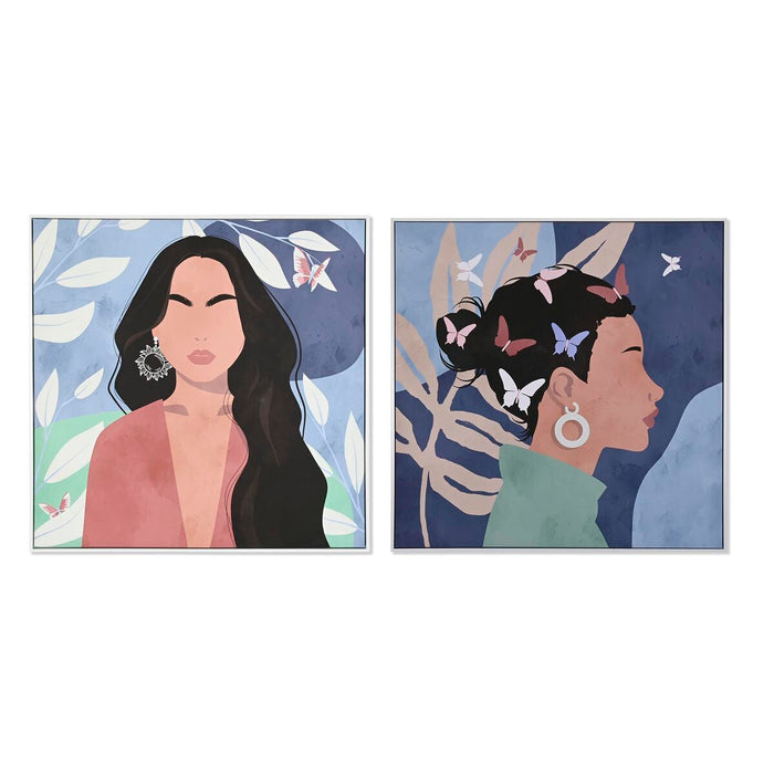 Tablou DKD Home Decor 103 x 4,5 x 103 cm Femeie Scandinav (2 Unități)