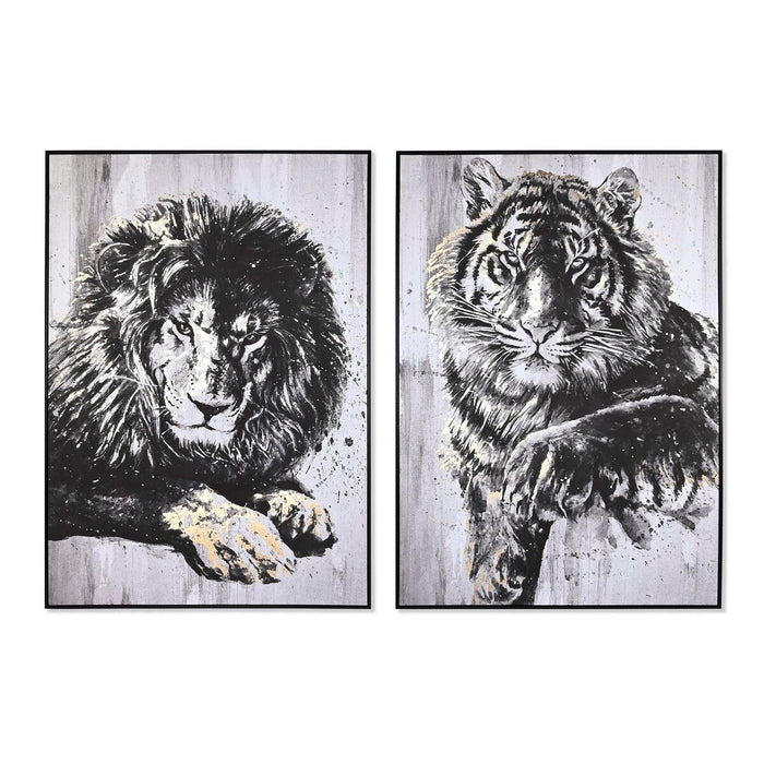 Tablou DKD Home Decor 103 x 4,5 x 143 cm Tigru Colonial (2 Unități)