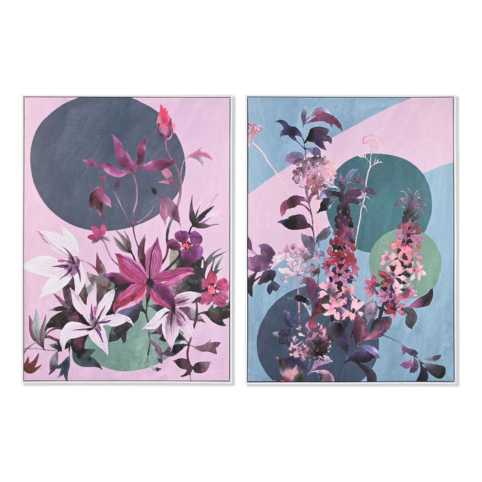 Tablou DKD Home Decor 102,5 x 4,3 x 142,6 cm Květiny Modern (2 Unități)