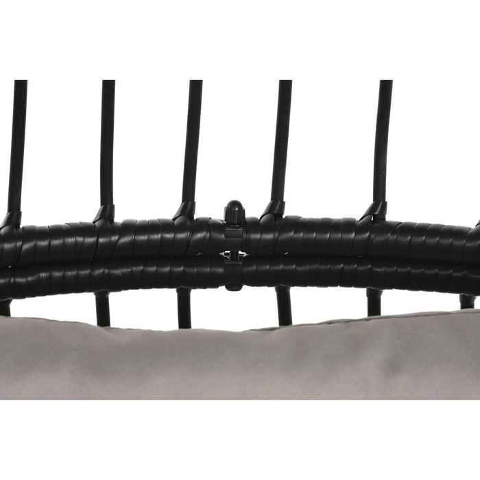 Canapea de grădină DKD Home Decor Negru Gri Metal ratan sintetic 99 x 71 x 147 cm