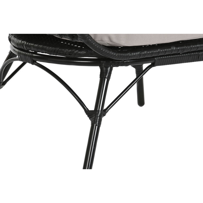 Canapea de grădină DKD Home Decor Negru Gri Metal ratan sintetic 99 x 71 x 147 cm