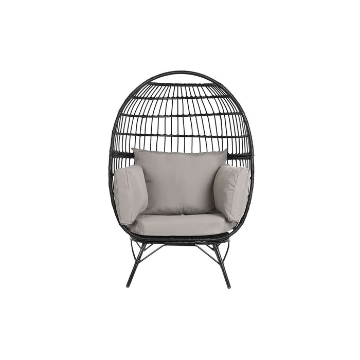 Canapea de grădină DKD Home Decor Negru Gri Metal ratan sintetic 99 x 71 x 147 cm