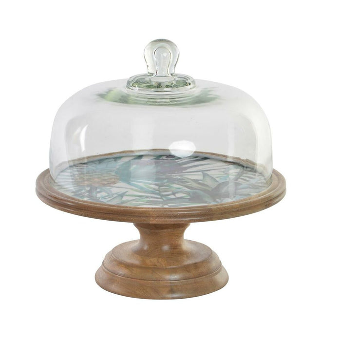 Tavă pentru gustari DKD Home Decor Multicolor Natural Geam Lemn de mango Modern 30 x 30 x 33 cm