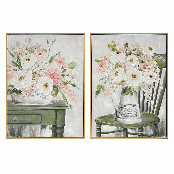 Tablou DKD Home Decor Shabby Chic Vază 60 x 3,5 x 80 cm (2 Unități)