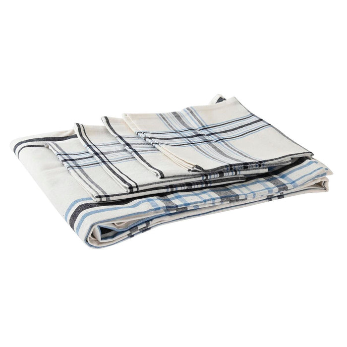 Față de masă și șervete DKD Home Decor 150 x 150 x 0,5 cm Negru Bej Albastru Alb