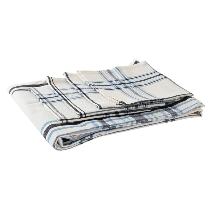 Față de masă și șervete DKD Home Decor 250 x 150 x 0,5 cm Bej Albastru