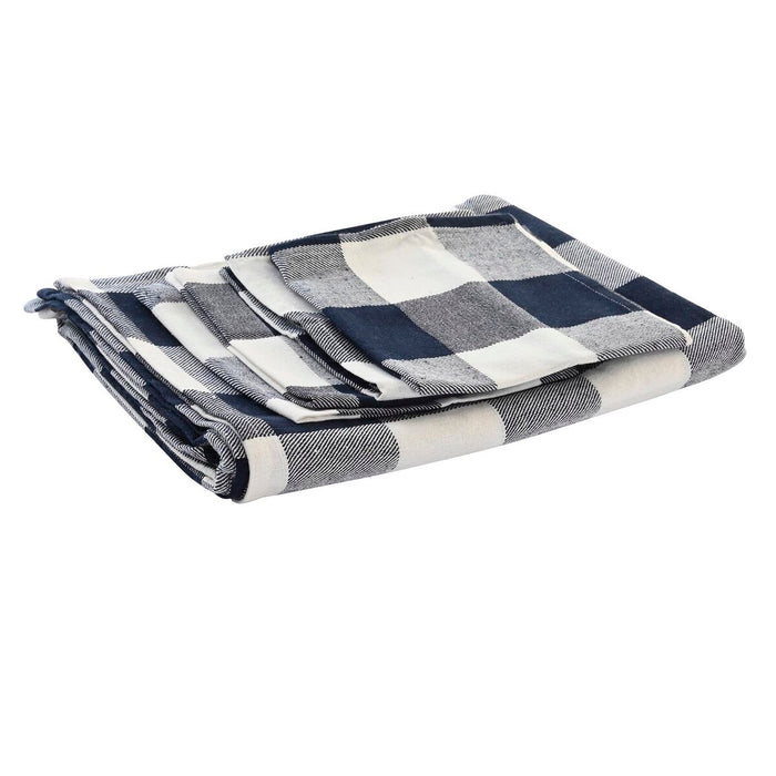 Față de masă și șervete DKD Home Decor 150 x 150 x 0,5 cm Albastru Alb