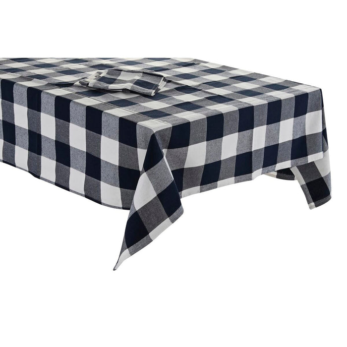 Față de masă și șervete DKD Home Decor 150 x 150 x 0,5 cm Albastru Alb