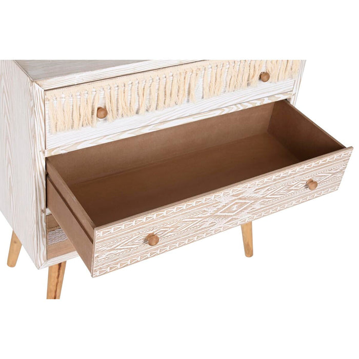 Comodă DKD Home Decor Brad Natural Bumbac Alb (80 x 35 x 80 cm)