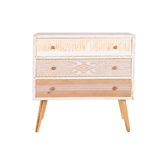 Comodă DKD Home Decor Brad Natural Bumbac Alb (80 x 35 x 80 cm)