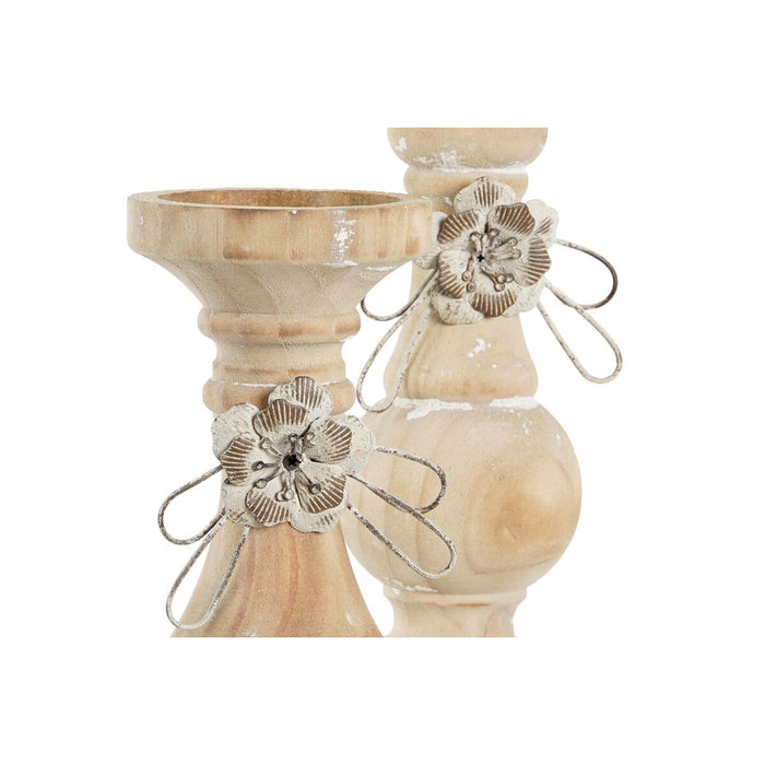 Suport de Lumânări DKD Home Decor Lemn (9,5 x 9,5 x 28 cm) (2 Piese)