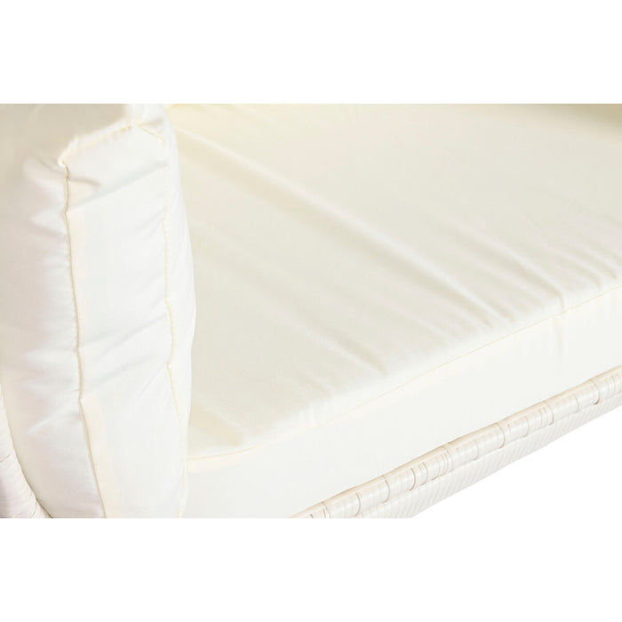 Canapea de grădină DKD Home Decor 130 x 68 x 146 cm ratan sintetic Oțel Alb