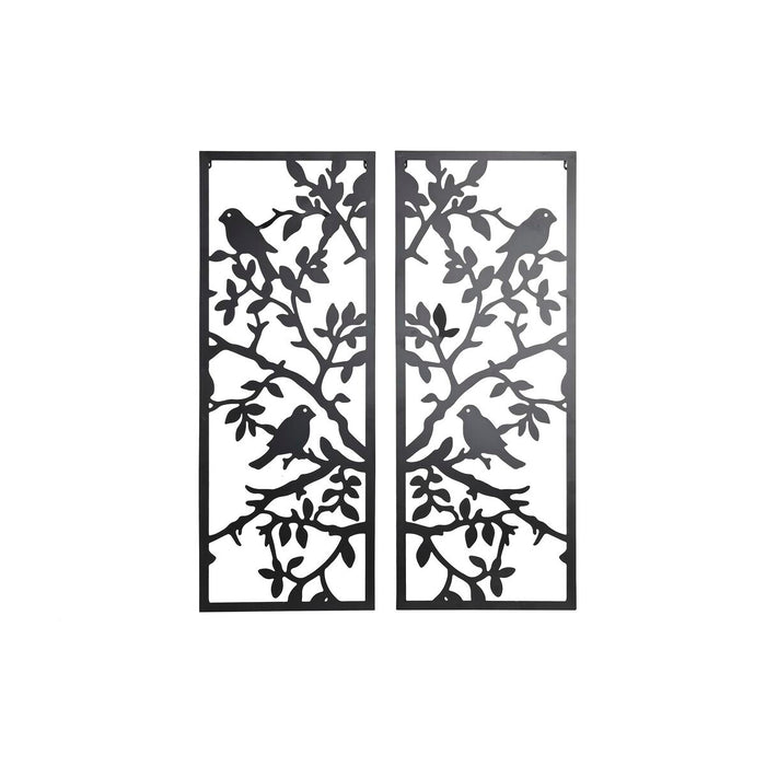 Decorațiune de Perete DKD Home Decor (2 Piese) Metal Păsări Shabby Chic (35 x 1,3 x 91 cm)