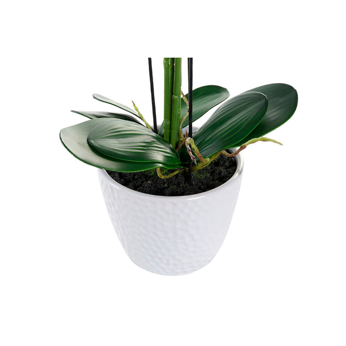Flori Decorative DKD Home Decor 44 x 27 x 77 cm Liliachiu Alb Verde Orhidee (2 Unități)