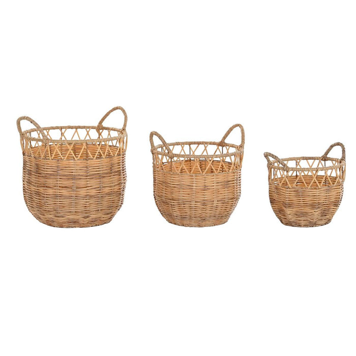 Set de Coșuri DKD Home Decor Metal PE (3 Piese) (35 x 35 x 30 cm)