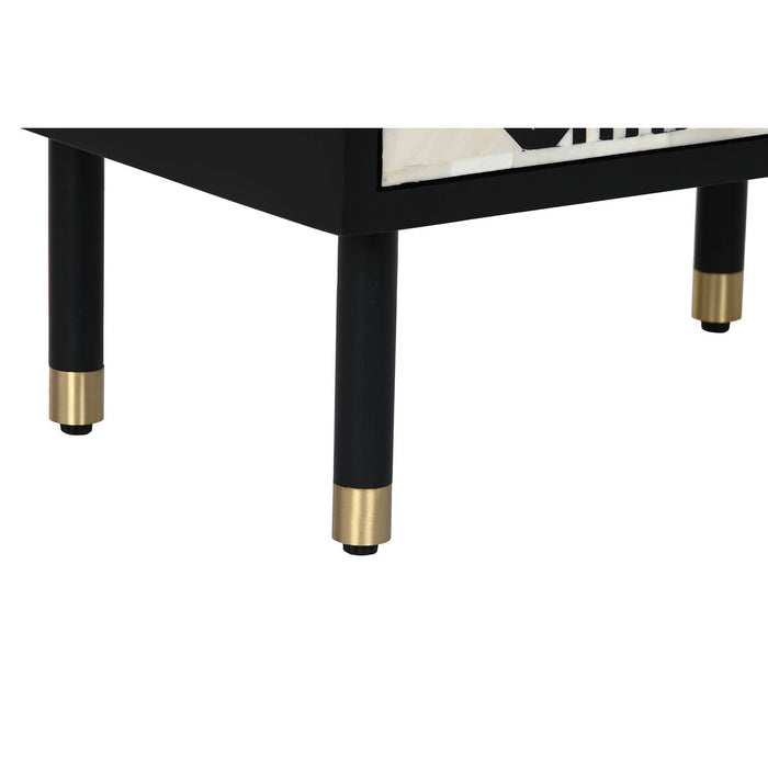 Noptieră DKD Home Decor Negru Alb Os Rășină Lemn MDF (50 x 35 x 50 cm)