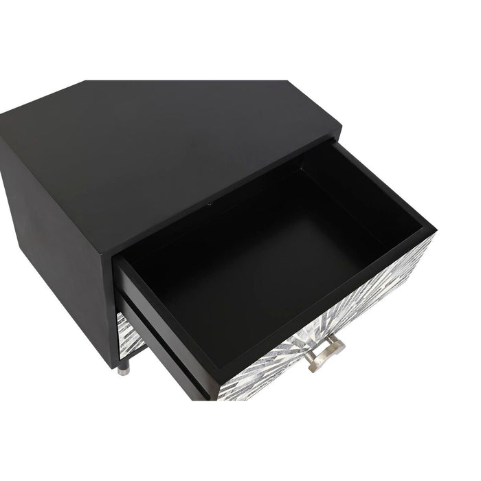 Noptieră DKD Home Decor Negru Gri Os Rășină Lemn MDF (50 x 35 x 51 cm)