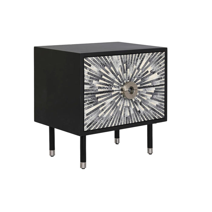 Noptieră DKD Home Decor Negru Gri Os Rășină Lemn MDF (50 x 35 x 51 cm)