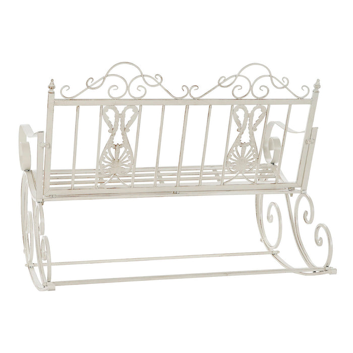 Scaun Balansoar DKD Home Decor Metal Aluminiu Alb (118 x 90 x 92 cm)
