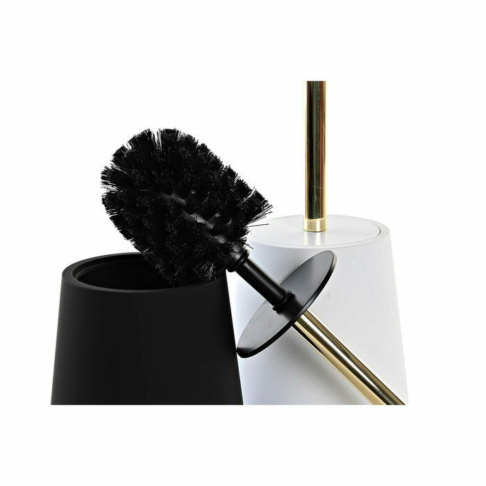 Perie pentru toaletă DKD Home Decor Alb Negru Oțel inoxidabil polistiren 12 x 12 x 34,5 cm (2 Unități)