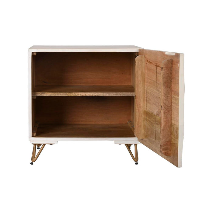 Noptieră DKD Home Decor Alb Negru Auriu* Metal Lemn de mango 50 x 40 x 50 cm