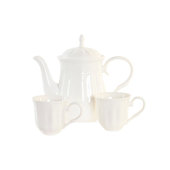 Set de Căni de Cafea DKD Home Decor Natural Porțelan Alb