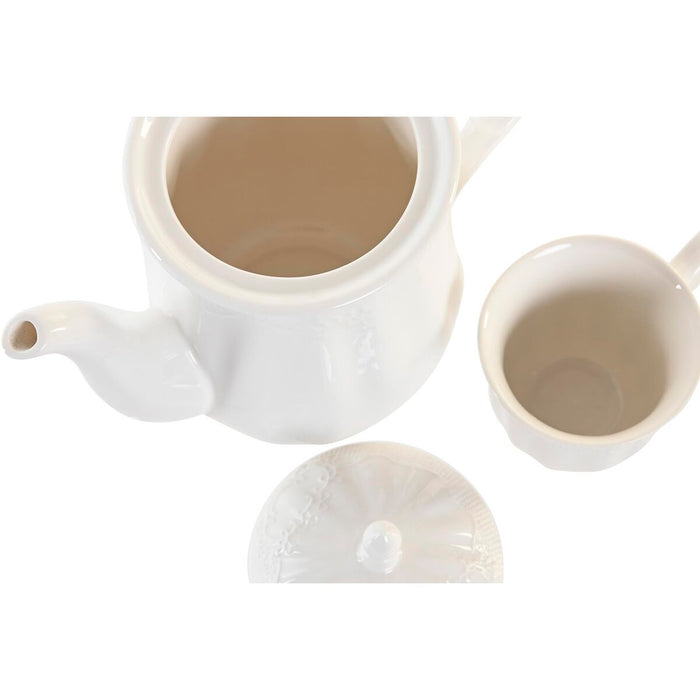 Set de Căni de Cafea DKD Home Decor Natural Porțelan Alb