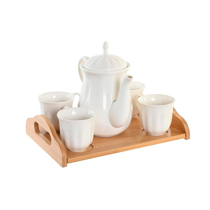 Set de Căni de Cafea DKD Home Decor Natural Porțelan Alb