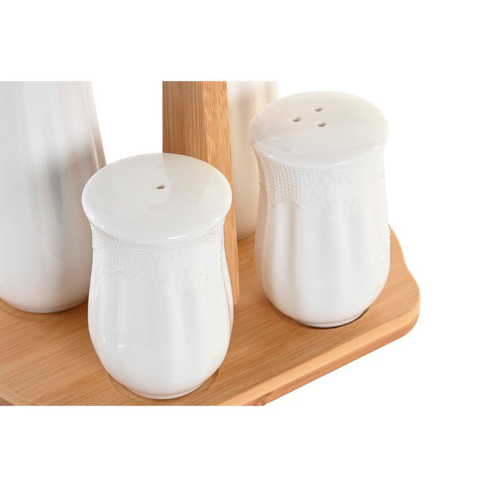 Set de ulei și oțet DKD Home Decor 17 x 12,5 x 18 cm Natural Porțelan Alb 5 Unități