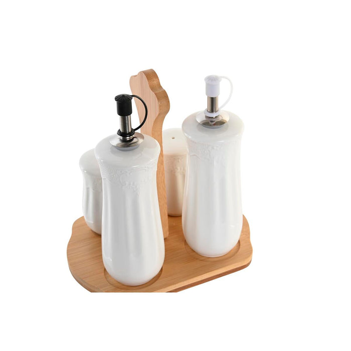 Set de ulei și oțet DKD Home Decor 17 x 12,5 x 18 cm Natural Porțelan Alb 5 Unități