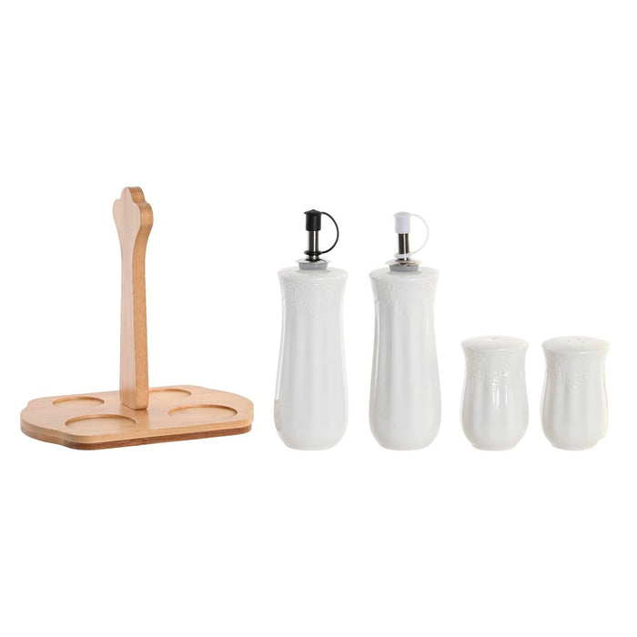 Set de ulei și oțet DKD Home Decor 17 x 12,5 x 18 cm Natural Porțelan Alb 5 Unități