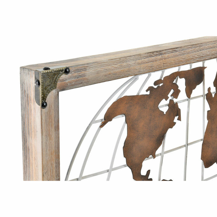 Figură Decorativă DKD Home Decor Natural Metal Cupru Pin Harta Lumii (75 x 6 x 46 cm)