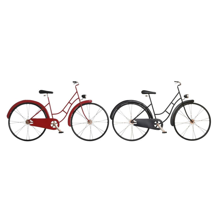 Figură Decorativă DKD Home Decor 79,5 x 4 x 47 cm Roșu Negru Bicicletă Vintage (2 Unități)