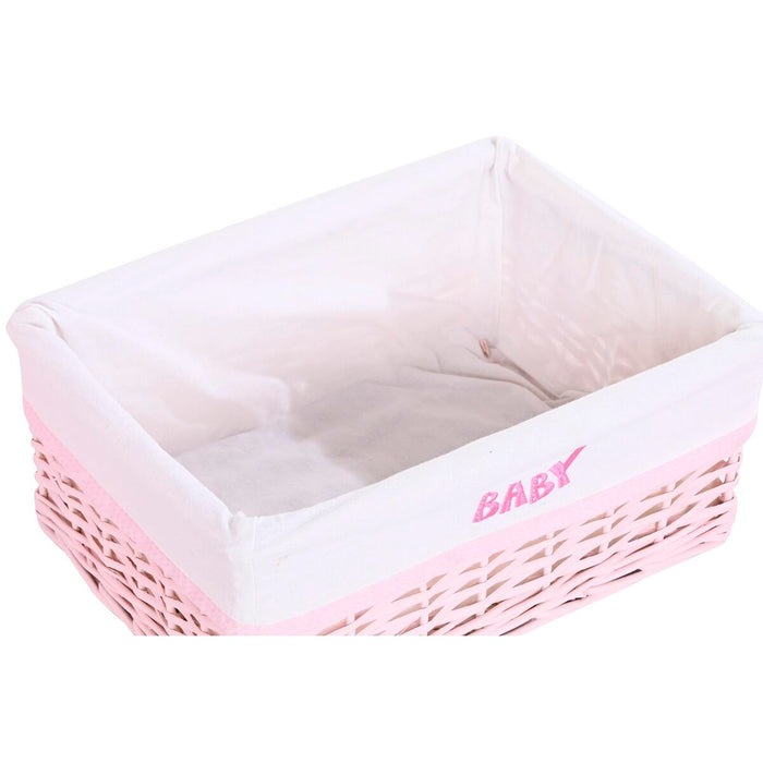 Set de Coșuri DKD Home Decor Roz Poliester Infantil răchită (44 x 34 x 56 cm)