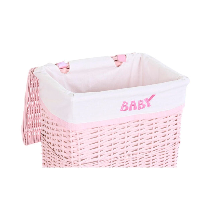 Set de Coșuri DKD Home Decor Roz Poliester Infantil răchită (44 x 34 x 56 cm)