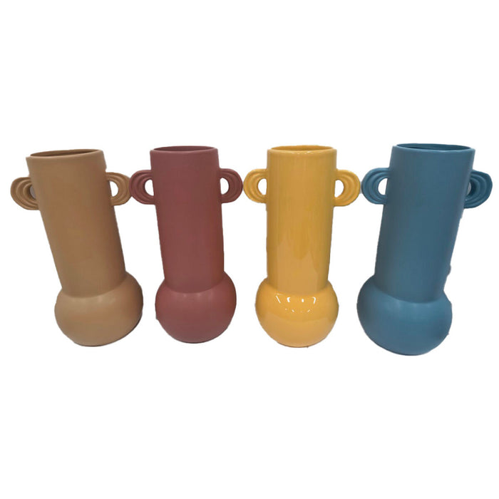 Vază DKD Home Decor 16 x 14 x 28 cm Bej Albastru Teracotă Dolomite Muştar (4 Piese)