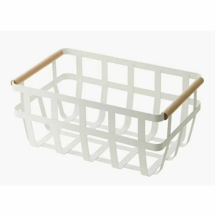 Coș Multifuncțional DKD Home Decor 36 x 22 x 15,5 cm Natural Metal Alb Pin