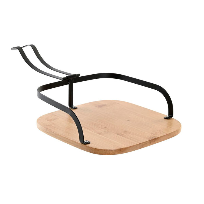 Suport pentru Șervețele DKD Home Decor Negru Natural Bambus Oțel 20 x 20 x 7 cm