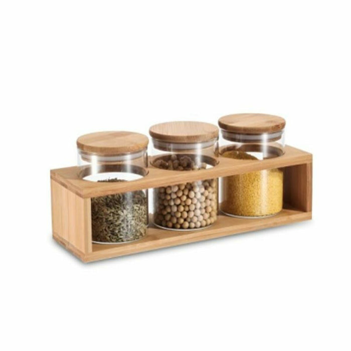 Set de 3 tuburi DKD Home Decor 31 x 11 x 11,5 cm Natural Bambus Sticlă borosilicată