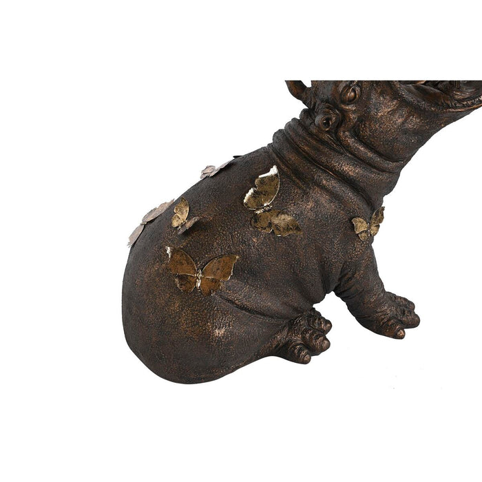 Masa laterală DKD Home Decor Negru Auriu* Rășină Geam 60 x 49 x 58 cm