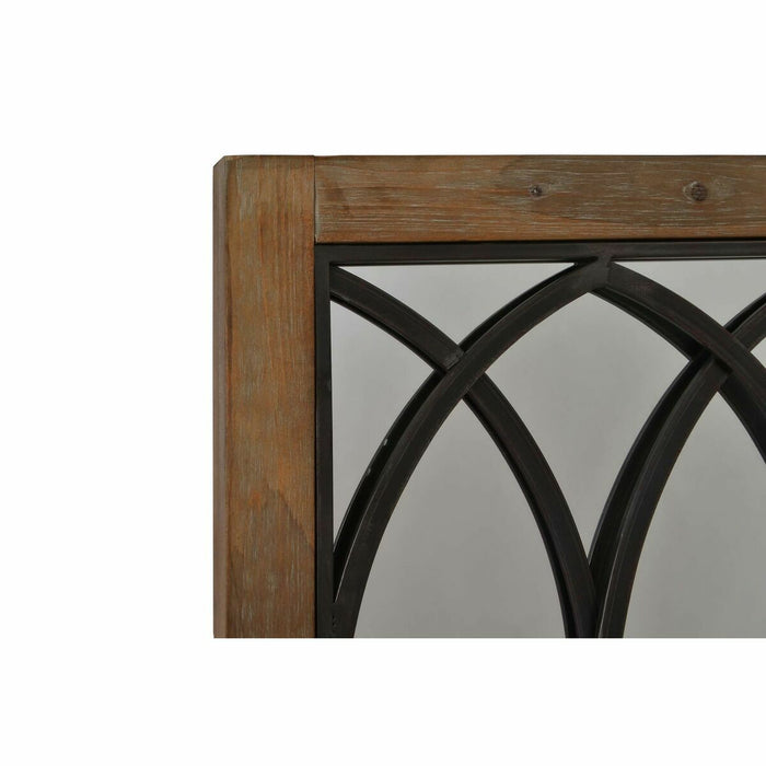 Oglindă de perete DKD Home Decor Negru Metal Maro Mesteacăn Fereastră (60 x 3 x 160 cm)