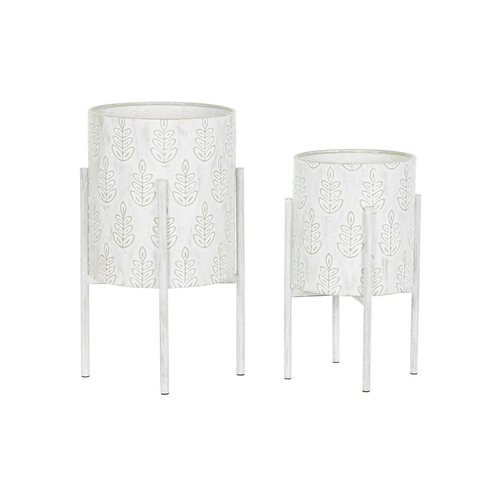Set de jardiniere DKD Home Decor Metal Alb Shabby Chic (31 x 31 x 58 cm)