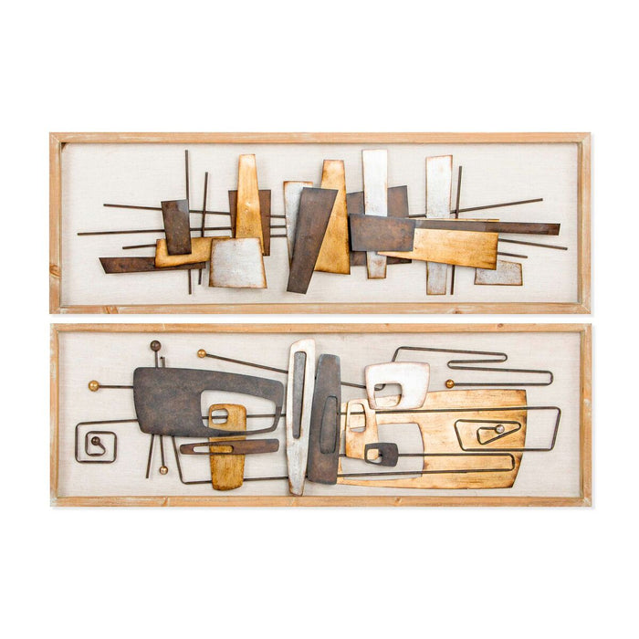 Decorațiune de Perete DKD Home Decor 120 x 40 x 5,5 cm Abstract Natural Auriu* Multicolor Modern (2 Unități)