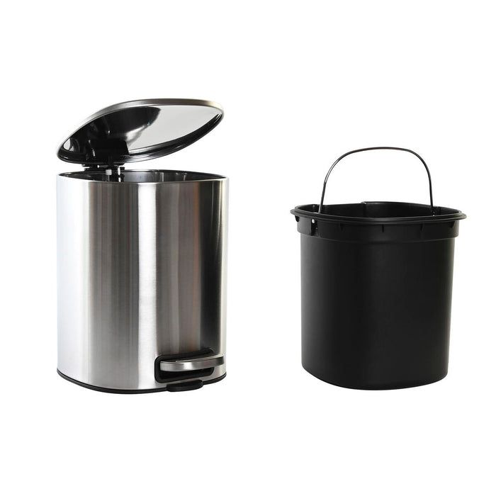 Coș de gunoi pentru hârtie cu pedală DKD Home Decor 20 x 25 x 27 cm Argintiu Oțel inoxidabil 5 L polipropilenă Bazic