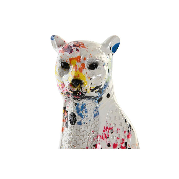 Figură Decorativă DKD Home Decor Alb Multicolor Leopard Modern 16 x 8 x 25 cm